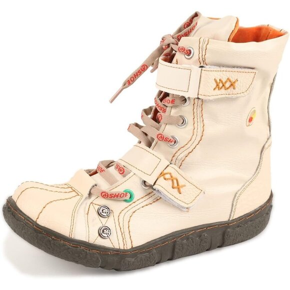 ✨Women's White Lace-Up PU Leather Boots Flat Snow with Comfort Fur Lining Boots - Picture 1 of 5